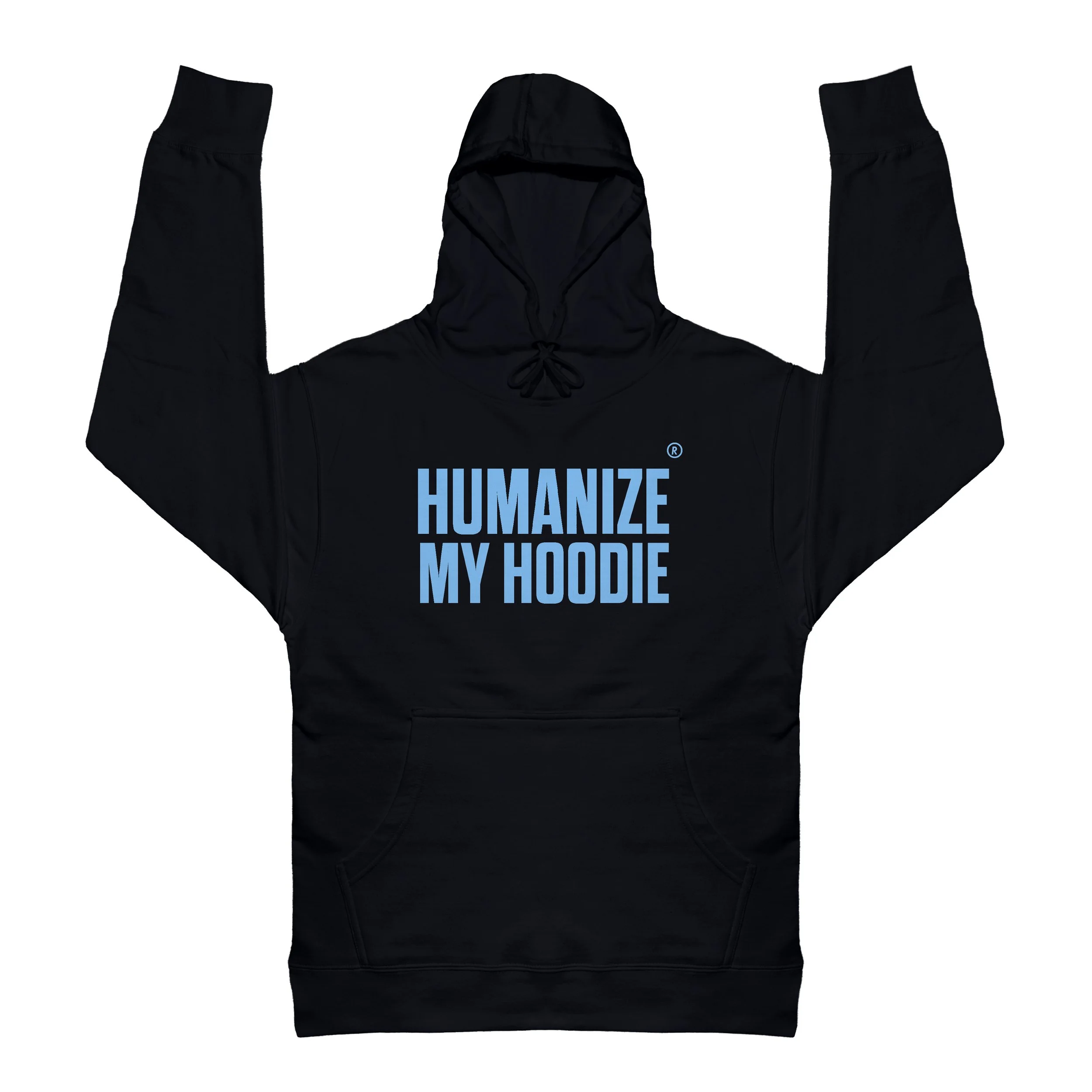 Black hoodie with blue hotsell